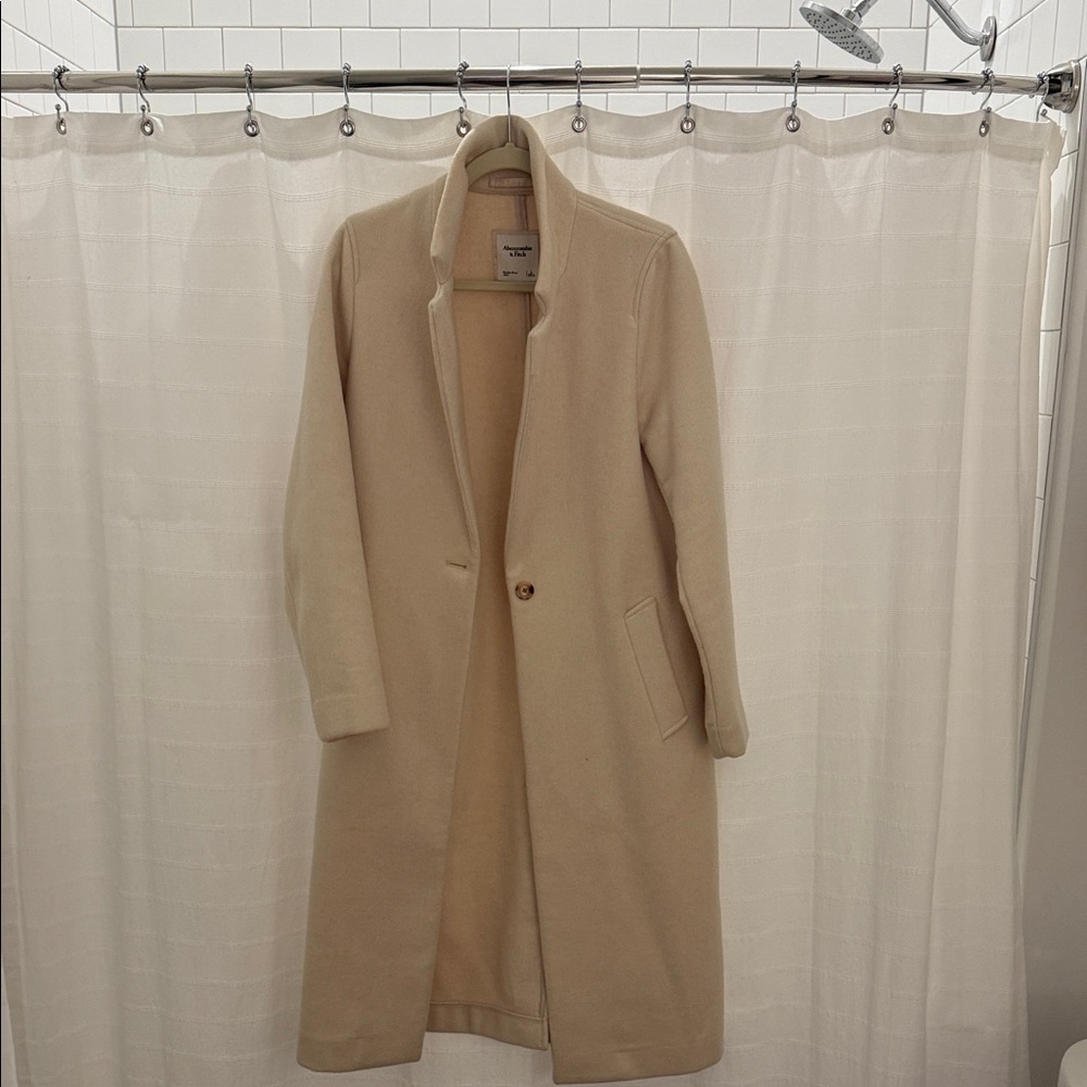 Abercrombie & Fitch Cream Long Coat